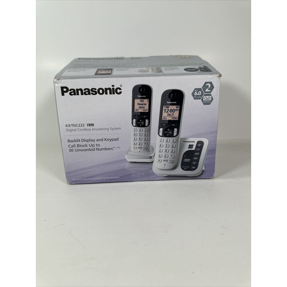 Panasonic KX-TGC222S DECT 6.0 Plus Cordless Phone System w/Answering Machine